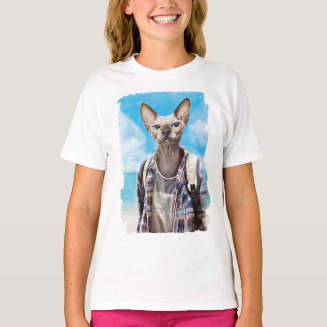 Sphynx cat. tourist. T-Shirt (Front)