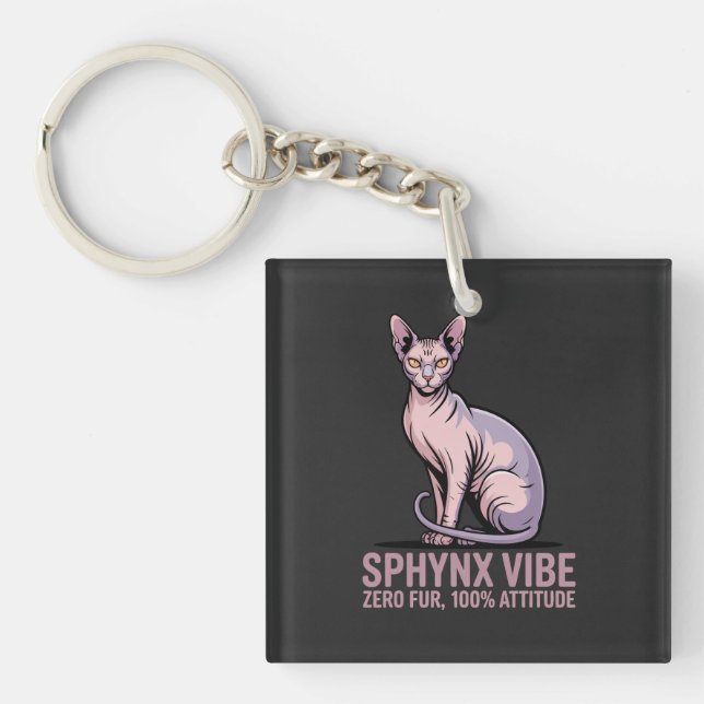 Sphynx Cat Vibe Under Sunlight Art Keychain (Front)