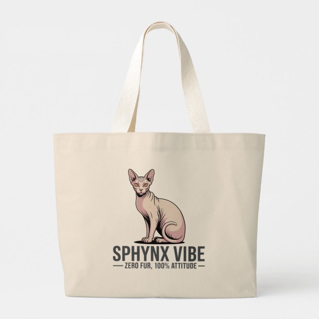 Sphynx Cat Vibe Under Sunlight Art Large Tote Bag (Back)