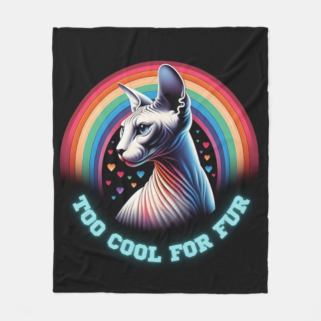 Sphynx Cat Warm Hairless Cats  Fleece Blanket (Front)