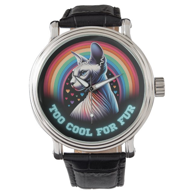 Sphynx Cat Watch Bald Hairless Kitten Too Cool (Front)