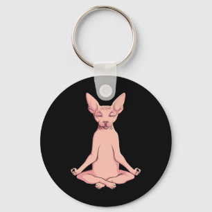 Sphynx Cat Yoga Meditation Breeder Hairless Pet Lo Keychain