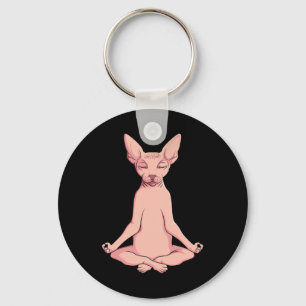 Sphynx Cat Yoga Meditation Breeder Hairless Pet Lo Keychain