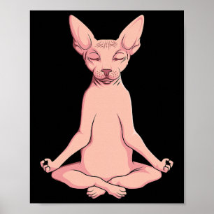 Sphynx Cat Yoga Meditation Breeder Hairless Pet Lo Poster