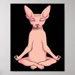 Sphynx Cat Yoga Meditation Breeder Hairless Pet Lo Poster