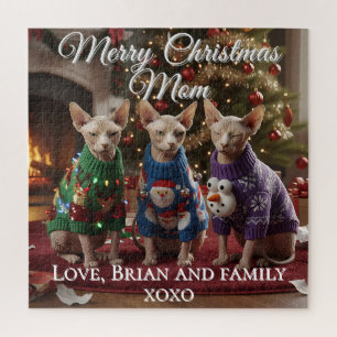 Sphynx Cats Christmas Funny Personalized Jigsaw Puzzle