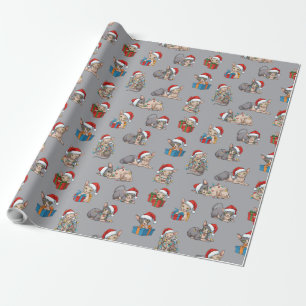 Sphynx Cats Christmas Pattern Silver Gift  Wrapping Paper