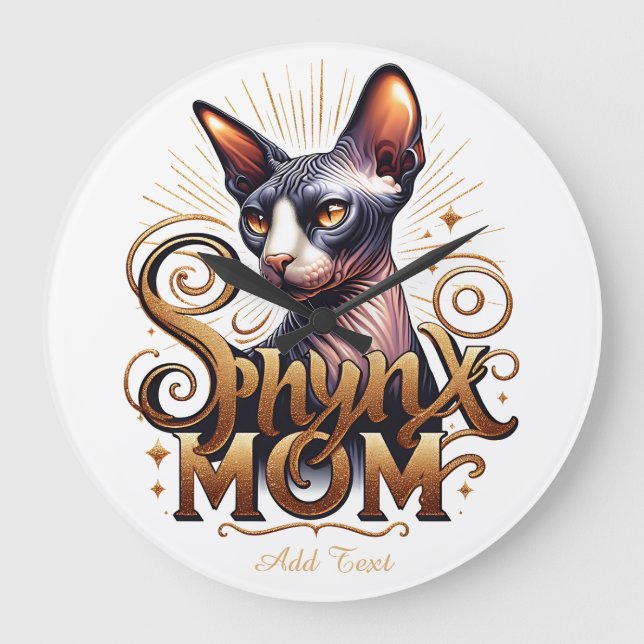 Sphynx Chat Maman Mur Horloge Mère Fête des Mères (Recto)