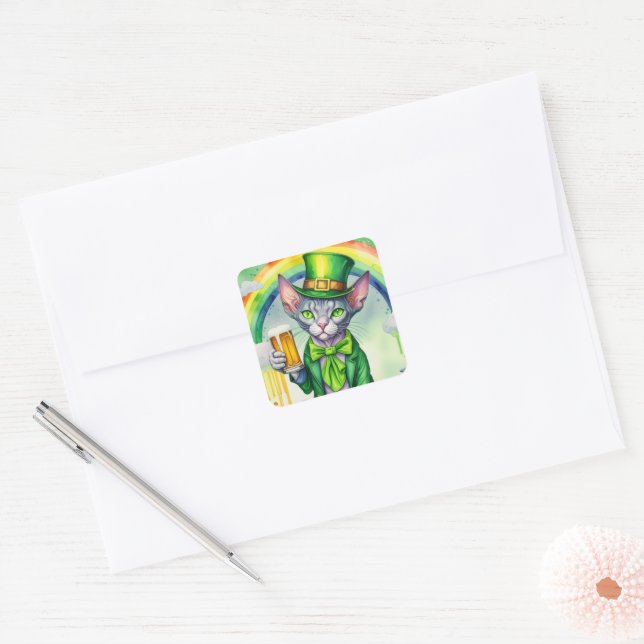 Sphynx Chat Sticker St. Patrick's Day Boire de la  (Enveloppe)