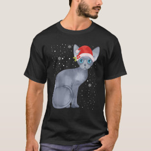 Sphynx Christmas Cat Santa Hat Xmas Kittens Lovers T-Shirt