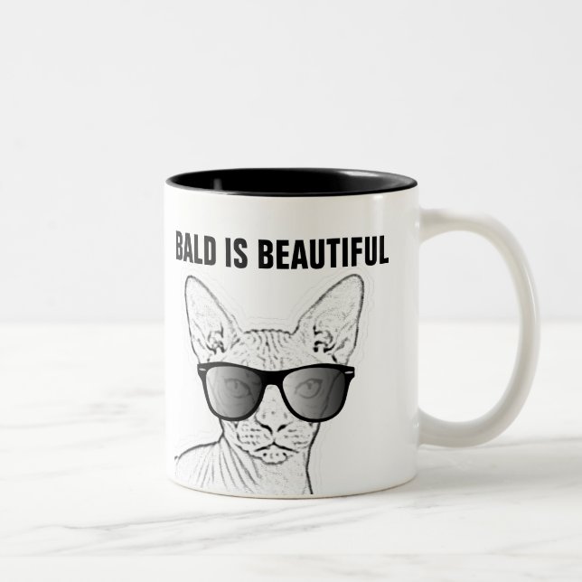 SPHYNX Coffee Mugs, Bald is Beautiful Two-Tone Coffee Mug (Right)