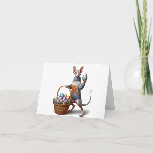 Sphynx Easter Downloadable Greeting Card (Front)