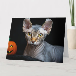 Sphynx Elf Cat Photo Happy Halloween Card