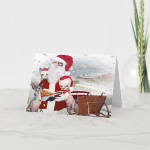 Sphynx Kitten Christmas With Santa Holiday Card