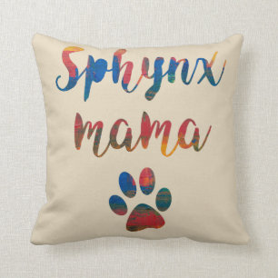 Sphynx Mama Artistic Colours Graphic Throw Pillow