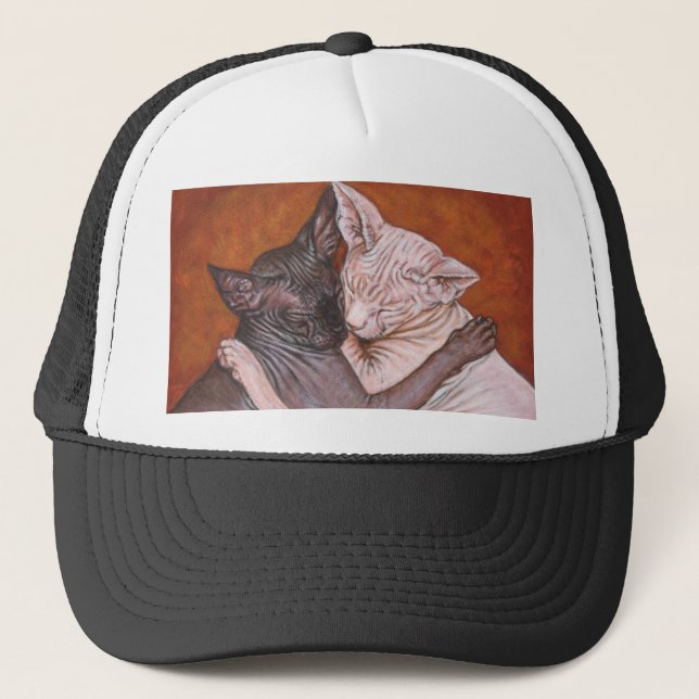 Sphynx Sphinx Cat Cats Nap Time Trucker Hat (Front)