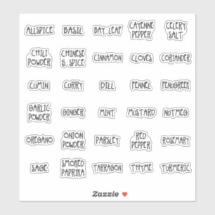 Spice jar labels casual font