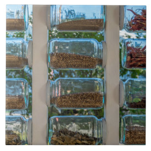Spice jars ceramic photo tile