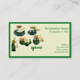 Spice Jars for the Kitchen Cook Business Card