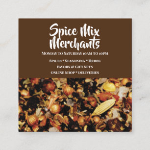 Spice mix photograph brown white modern chic square business card
