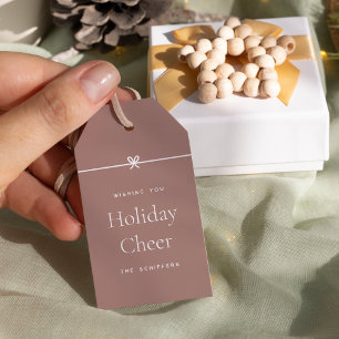 Spice   Modern Bow Simple Minimal Holiday Cheer Gift Tags