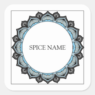 Spice Name Decorative Floral Edge Spice Jar Label