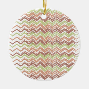Spice Scribble Chevron ZigZag Ceramic Ornament
