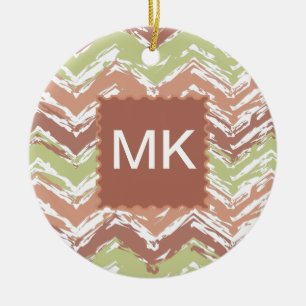 Spice Scribble Chevron ZigZag Ceramic Ornament