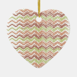 Spice Scribble Chevron ZigZag Ceramic Ornament
