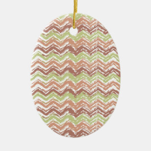 Spice Scribble Chevron ZigZag Ceramic Ornament