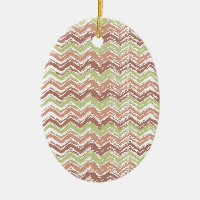 Spice Scribble Chevron ZigZag Ceramic Ornament (Front)