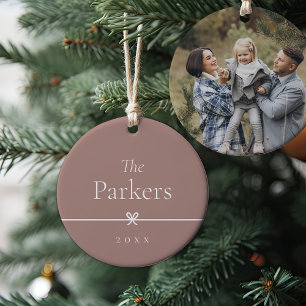 Spice Simple Minimal Bow Photo Ceramic Ornament