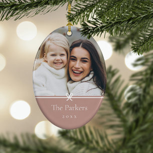 Spice Simple Minimal Bow Photo Ceramic Ornament