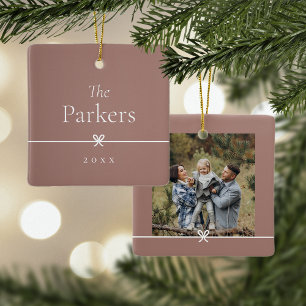 Spice Simple Minimal Bow Photo Ceramic Ornament