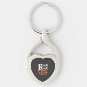 Spice Spice Baby Halloween Retro Typography Design Keychain