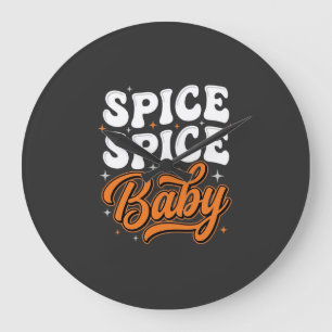 Spice Spice Baby Halloween Retro Typography Design Large Clock
