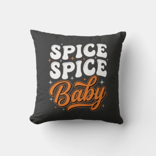 Spice Spice Baby Halloween Retro Typography Design Throw Pillow