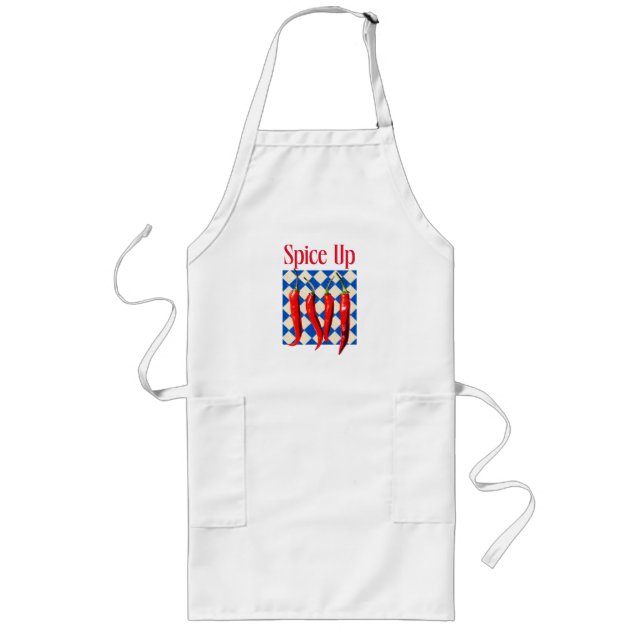 Spice Up Bold Chili Pepper Long Apron (Front)