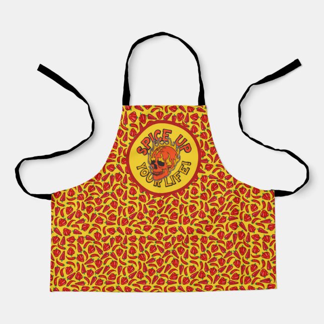 Spice Up Your Life Skull Red Chili Pepper Hot Apron (Front)