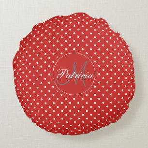 Spice up Your Space: Custom Tomato Red & White Dot Round Pillow