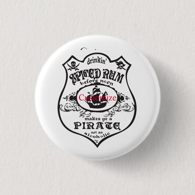 Spiced Rum Pirate Drink Thunder_Cove 1 Inch Round Button (Front)