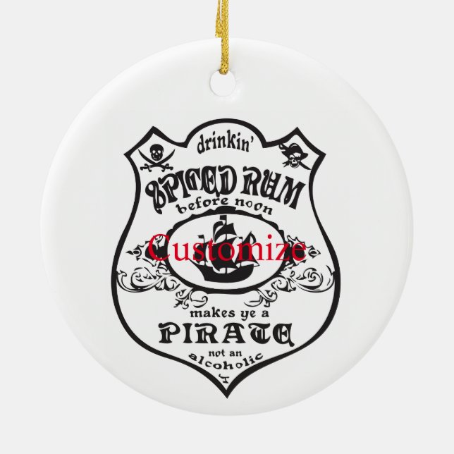 Spiced Rum Pirate Drink Thunder_Cove Ceramic Ornament (Back)