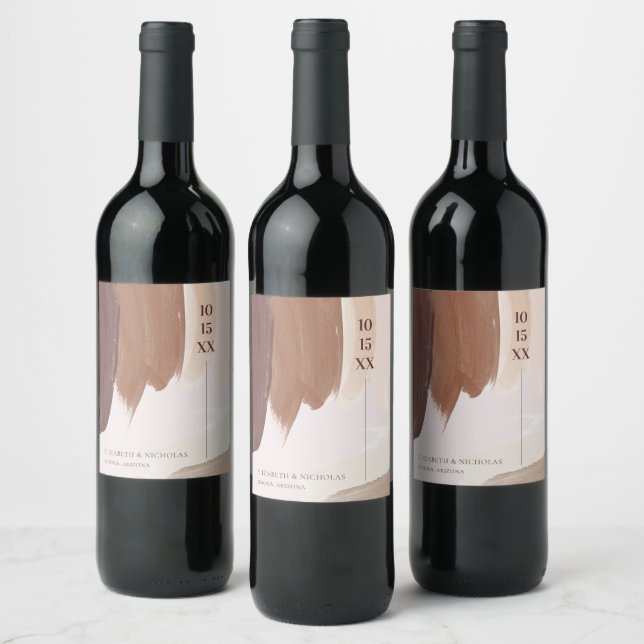 Spiced Terracotta | Monogram Wedding Wine Label (Bottles)