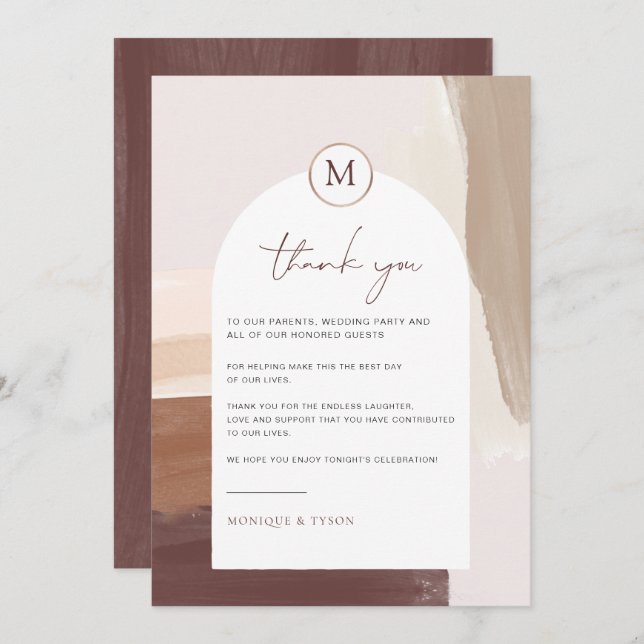 Spiced Terracotta | Wedding Table Thank You Card (Front/Back)