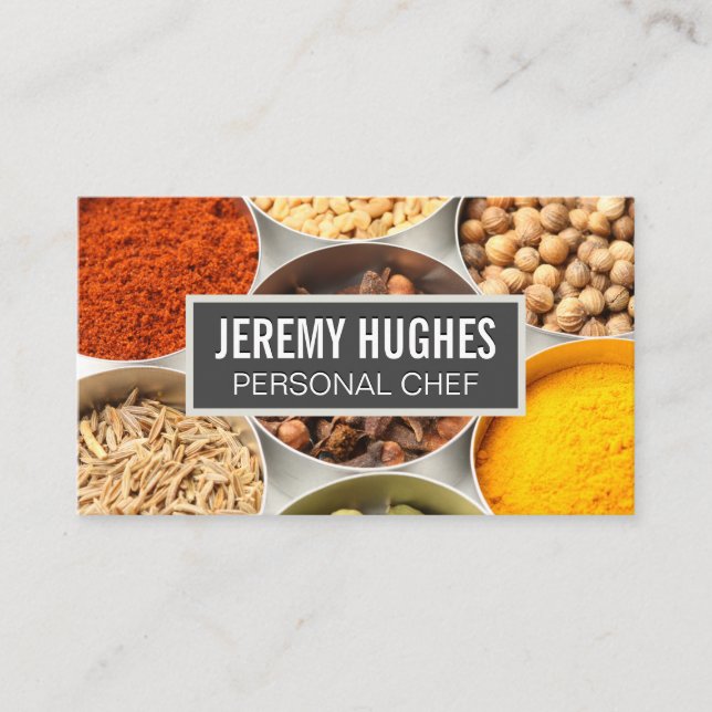 Spices and Herbs in Containers Business Card (Front)