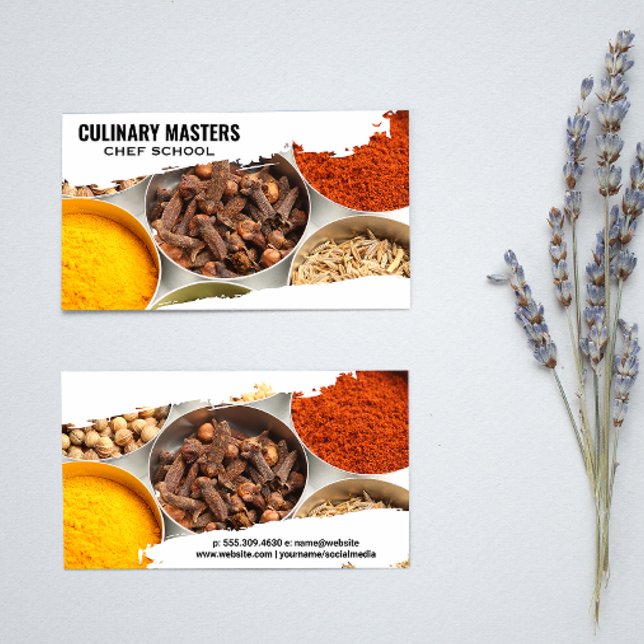 Spices and Herbs in Tin Containers Business Card (Creator Uploaded)
