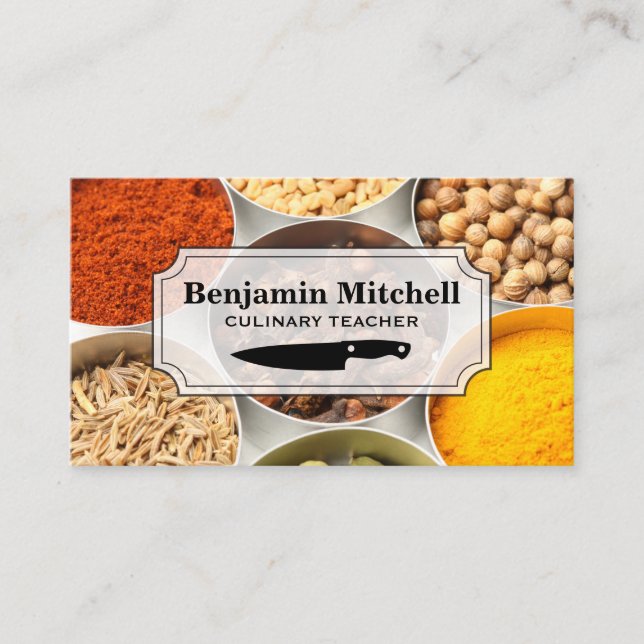 Spices in Tin Cups Business Card (Front)