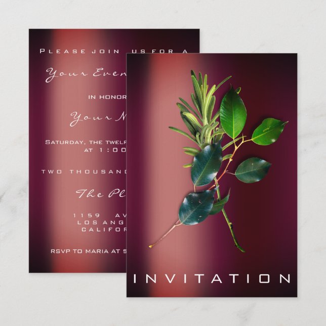 Spices Italian Chef Dinner Sustainability Green Invitation (Front/Back)