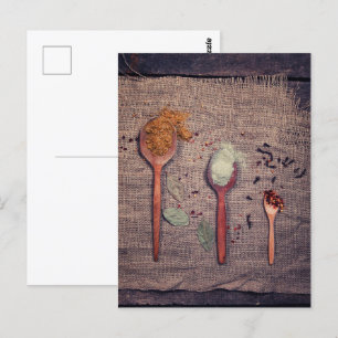 Spices on spoons postcard