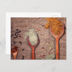 Spices on spoons postcard